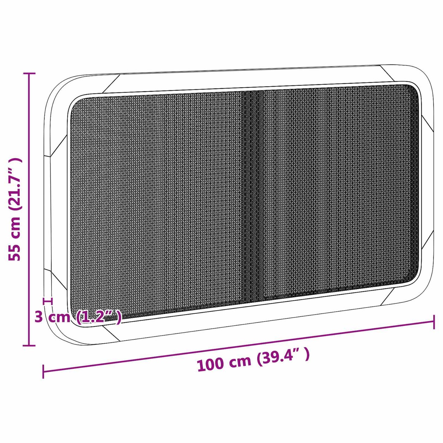 Hovedgærde med hovedgærde Sort 100 x 55 x 3 cm Rattan