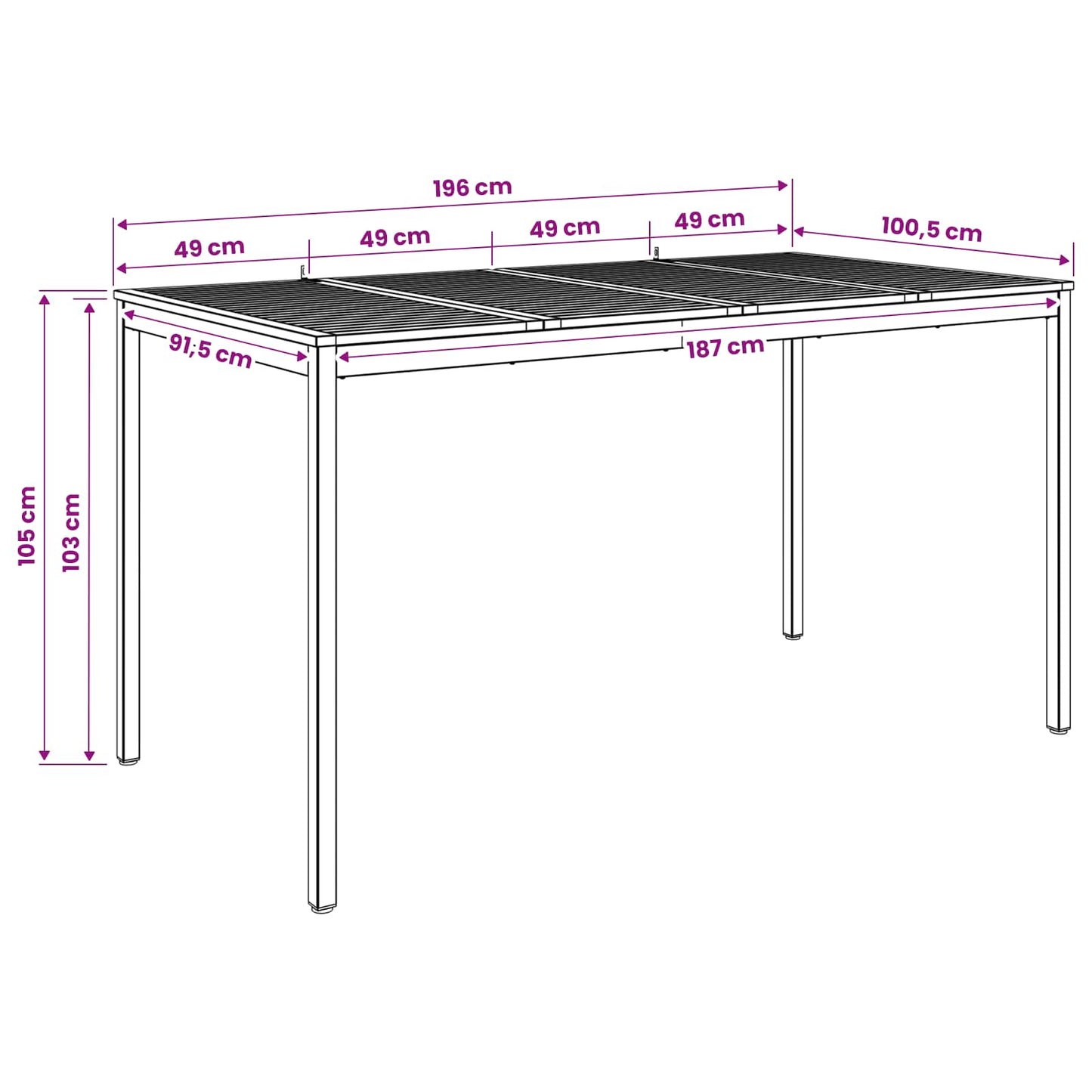 Have Bar Bord Naturlig og Kaffe 196 x 100,5 x 105 cm