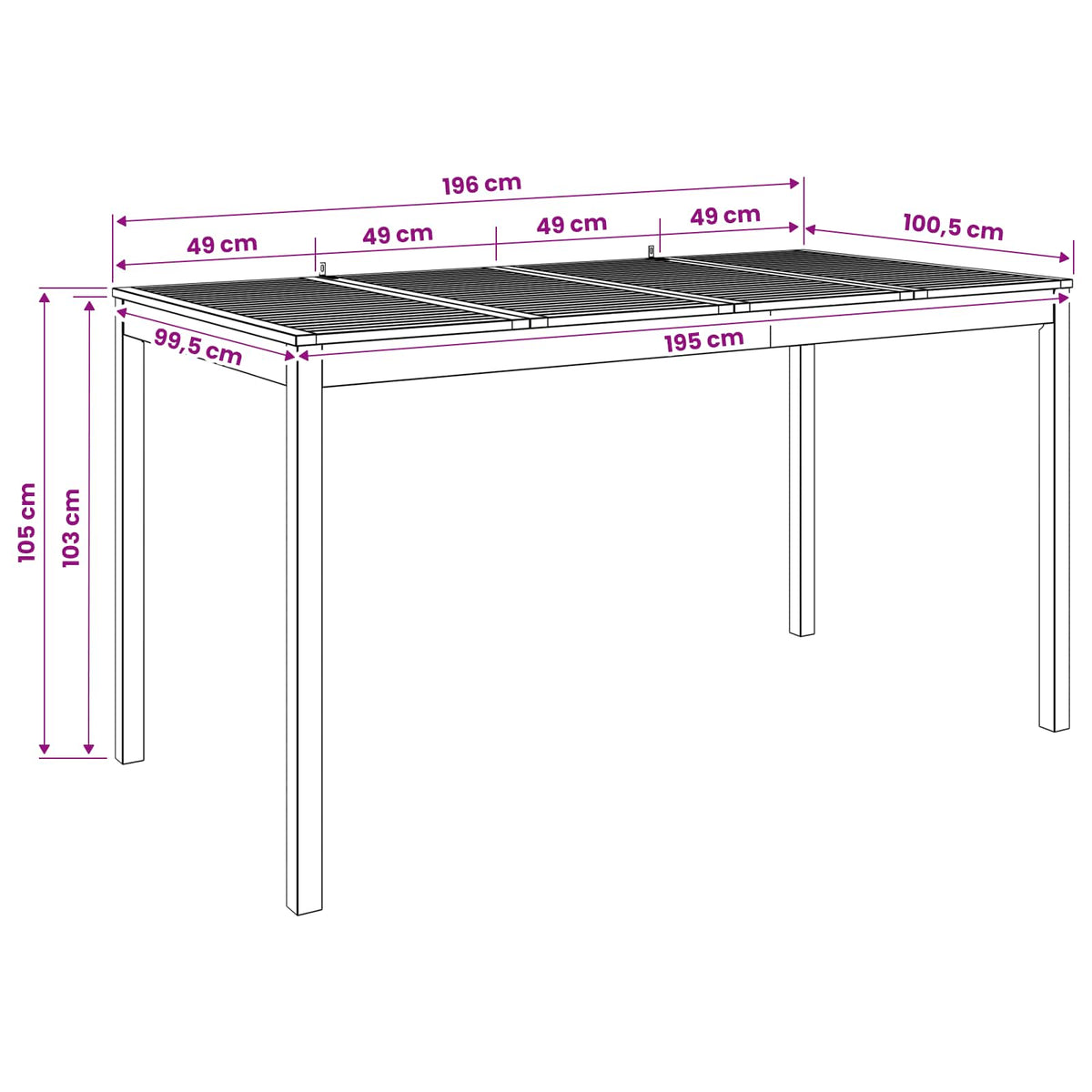 Have Bar Bord Hvid 196 x 100 x 105 cm Massivt Akacietræ