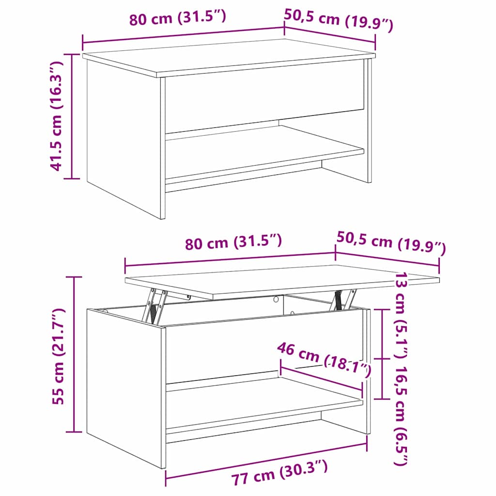 Sofabord Sort eg 80 x 50,5 x 41,5 cm Konstrueret træ