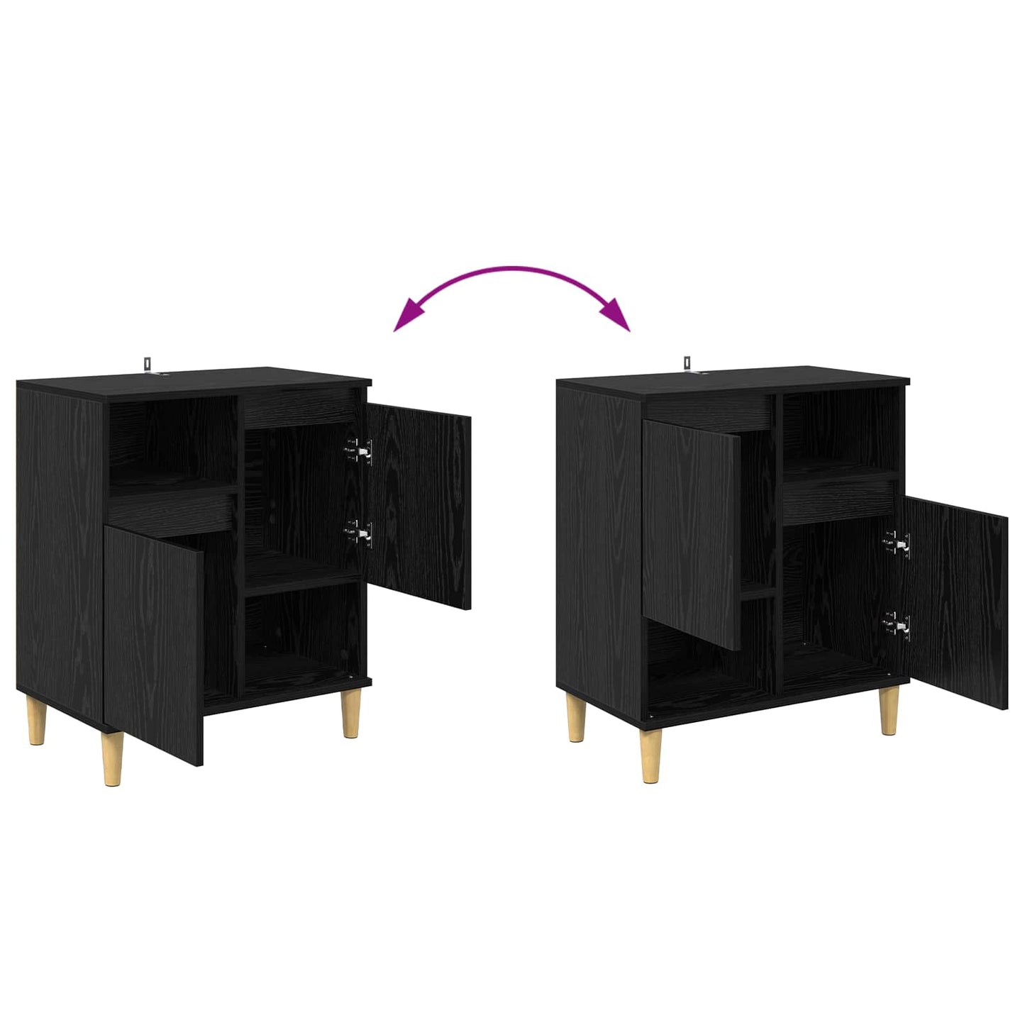 Sideboard Sort eg 35 x 60 x 70 cm Konstrueret træ
