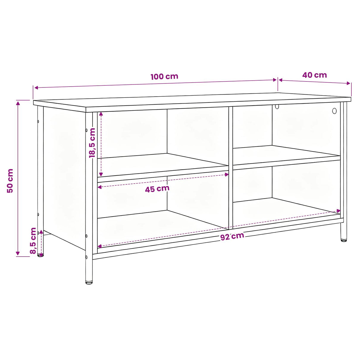 TV-skab 100 x 40 x 50 cm Gammelt træ Konstrueret træ