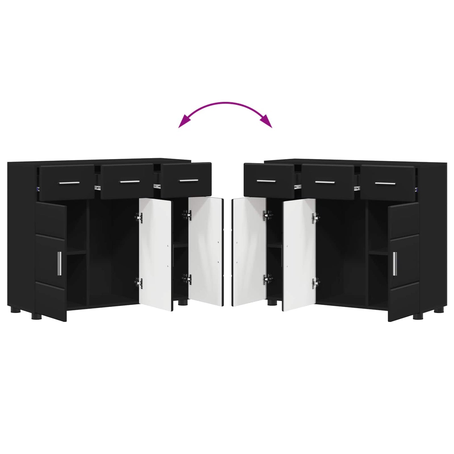 Sideboard FLORIN 88,5 x 30,5 x 73 cm Sort Konstrueret træ