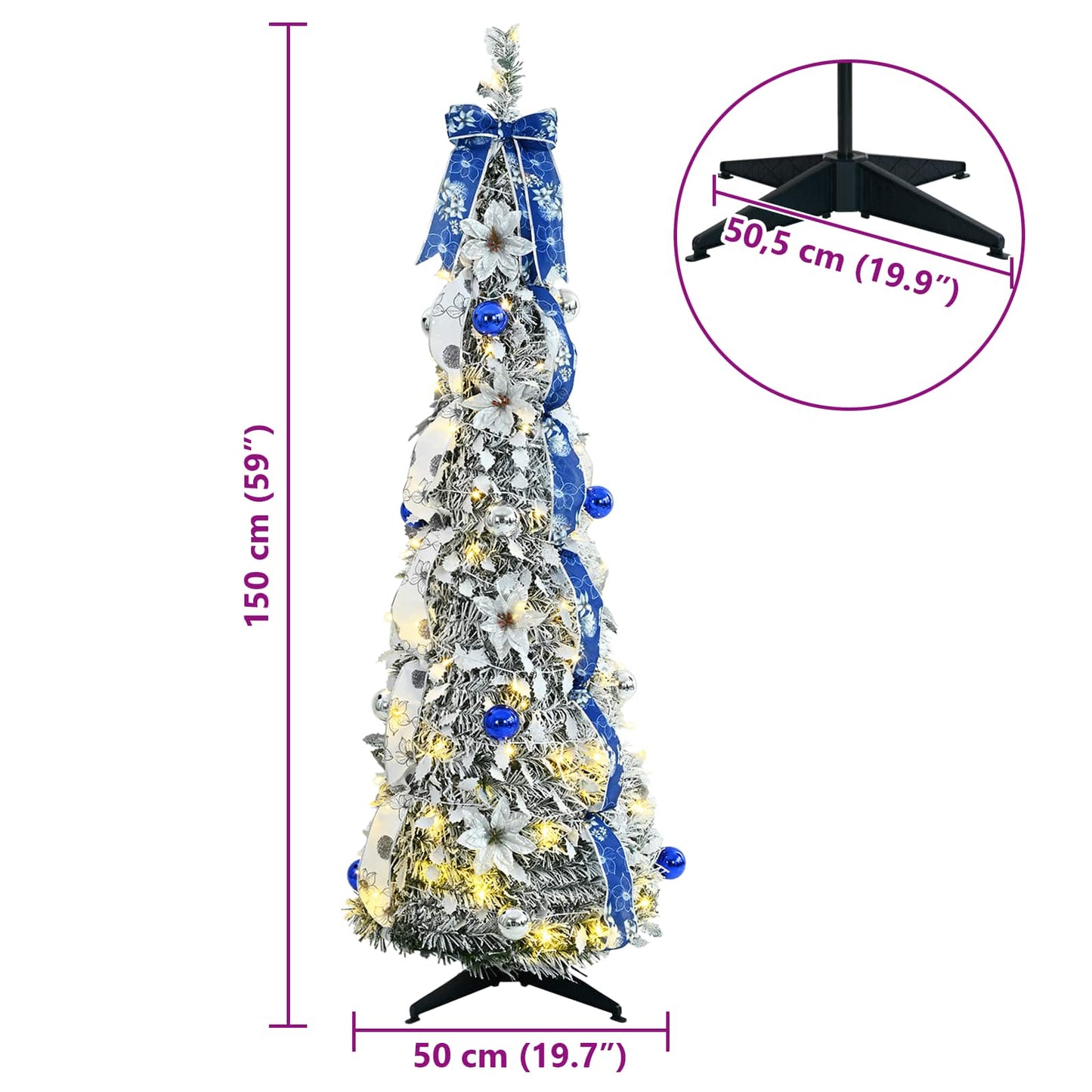 Kunstigt juletræ Hvid 150 cm PVC