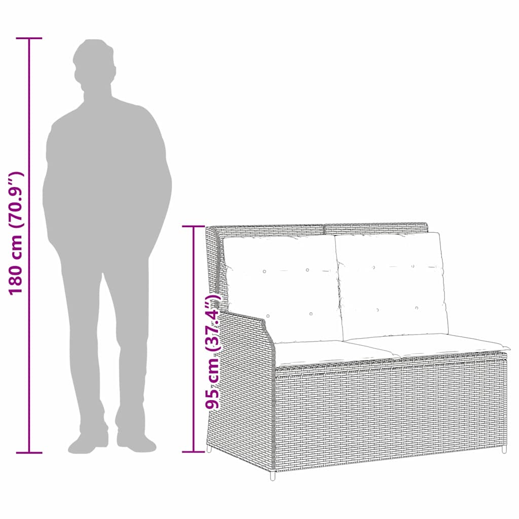 Havebænk Sort polyrattan