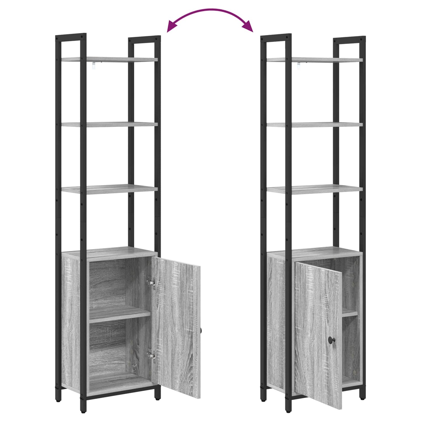 Bogskab 6 niveauer 40 x 24 x 161 cm Konstrueret træ Grå Sonoma