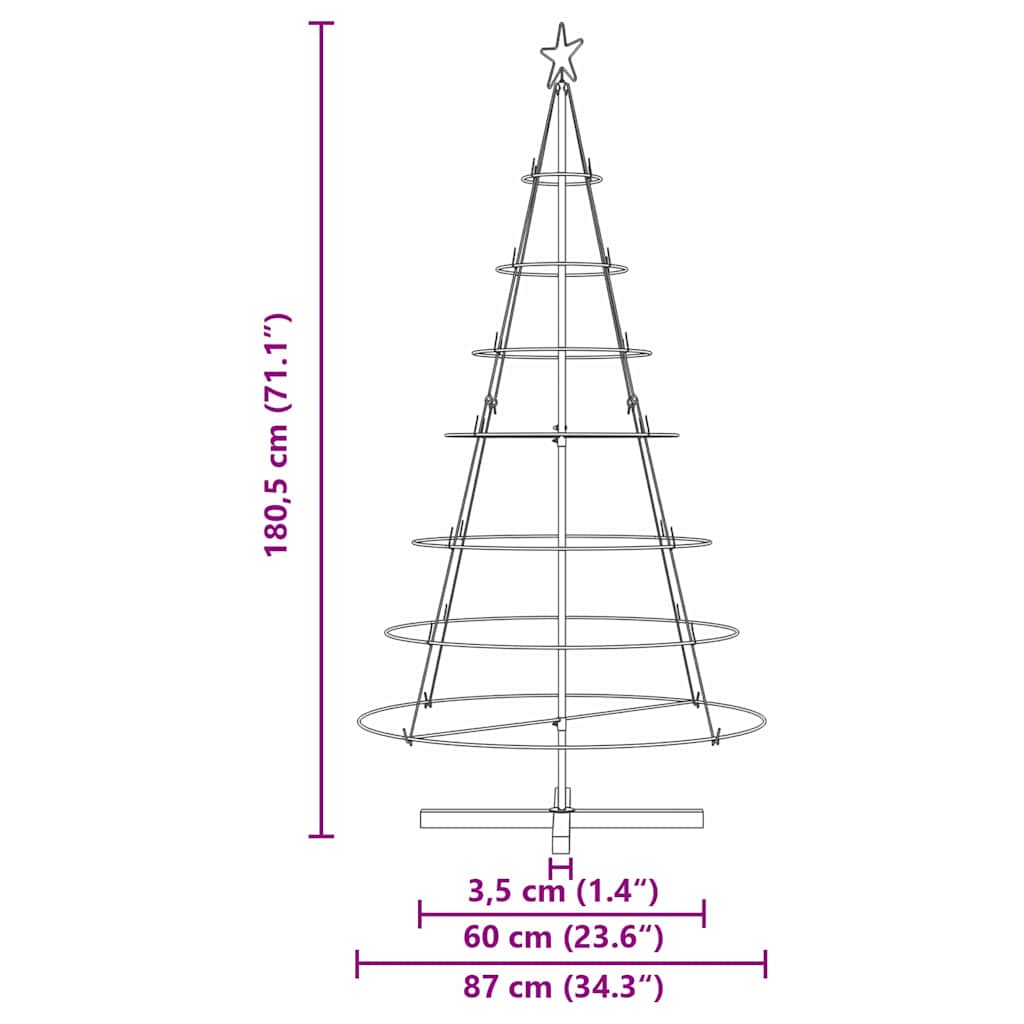 Juletræ med Kegle med stativ Sort 180,5 cm Stål