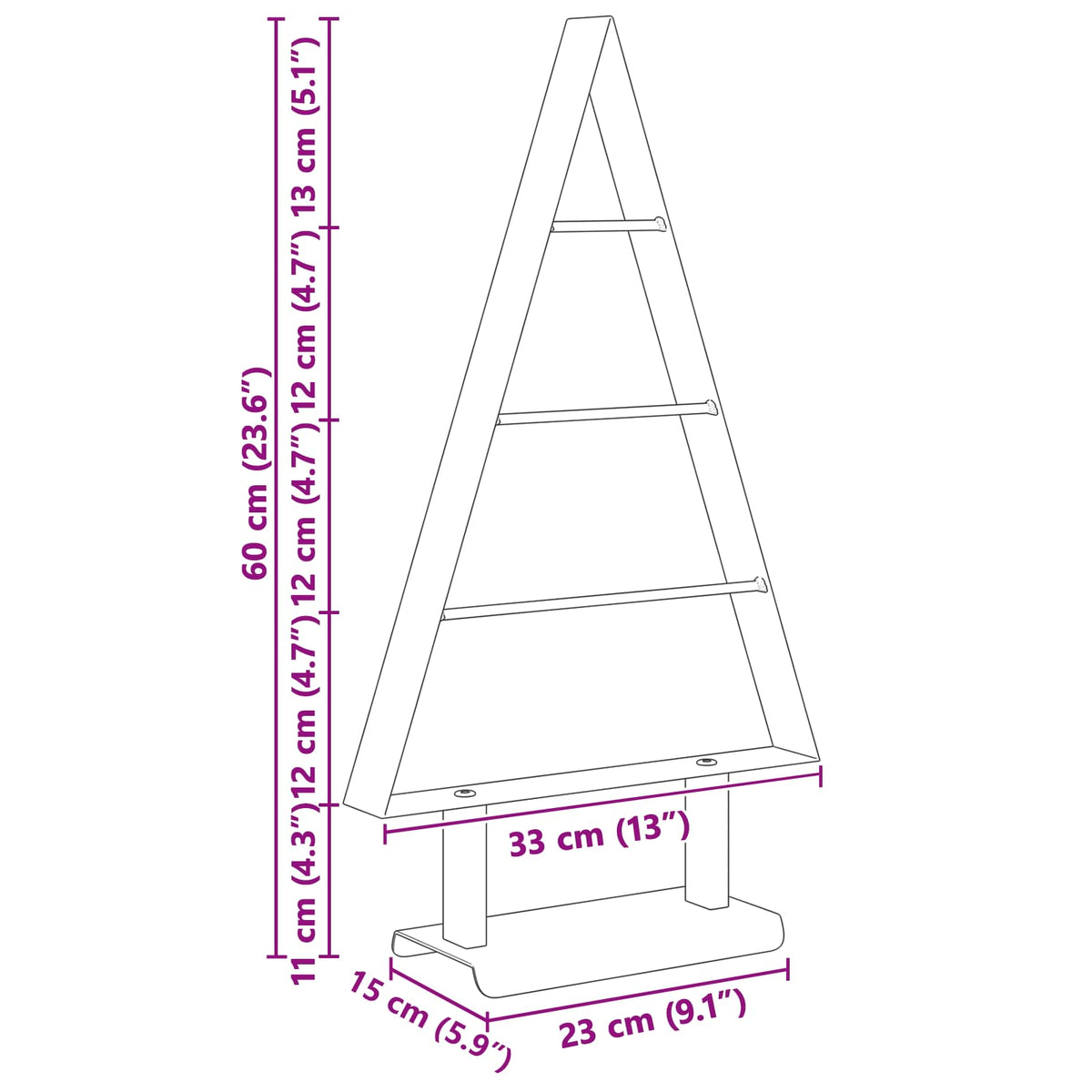 Metal juletræ Sort 60 cm Stål