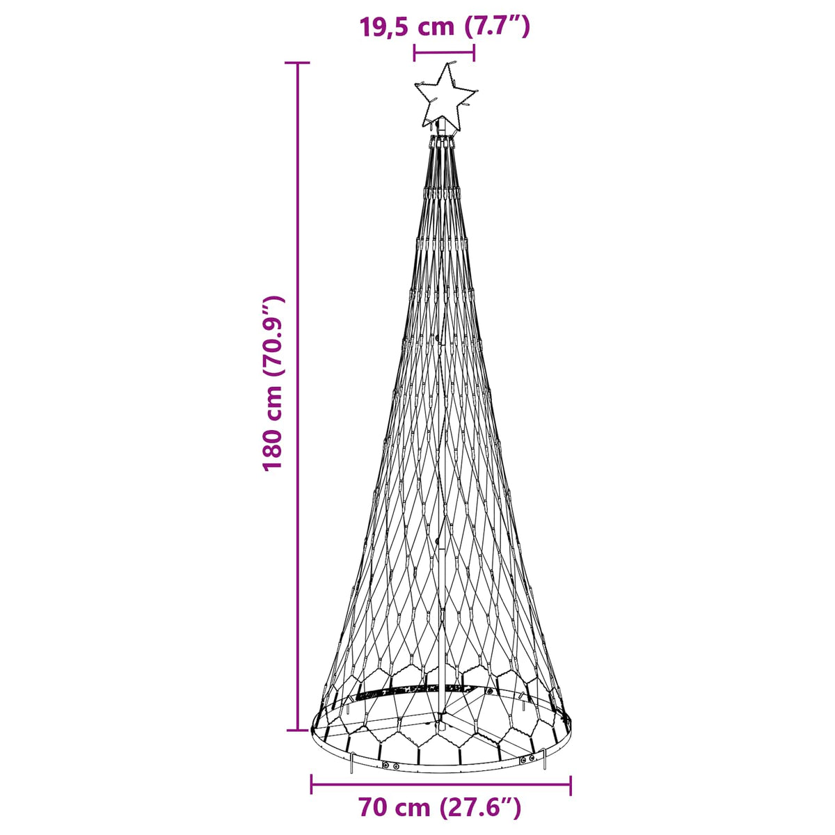 LED juletræ Flerfarvet 184,5 cm Metal