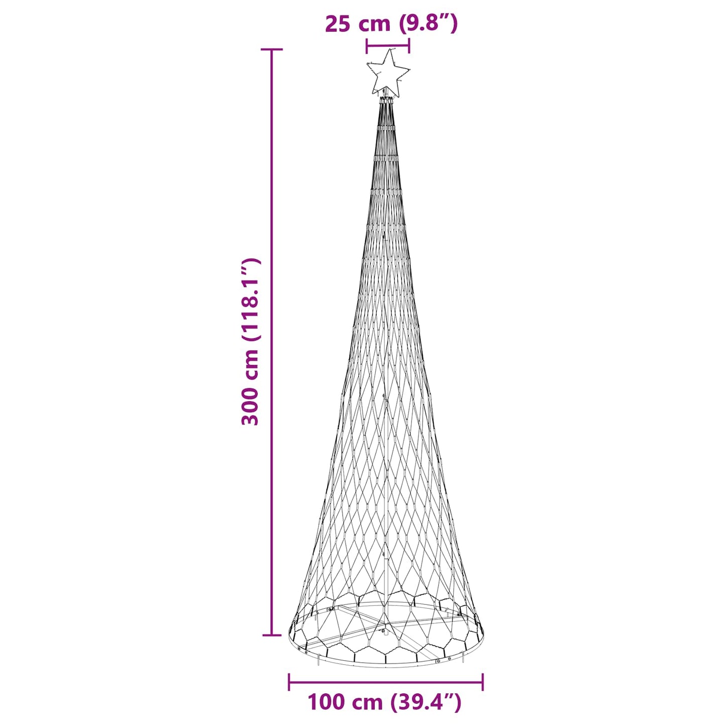 LED juletræ Blå 302,5 cm Metal