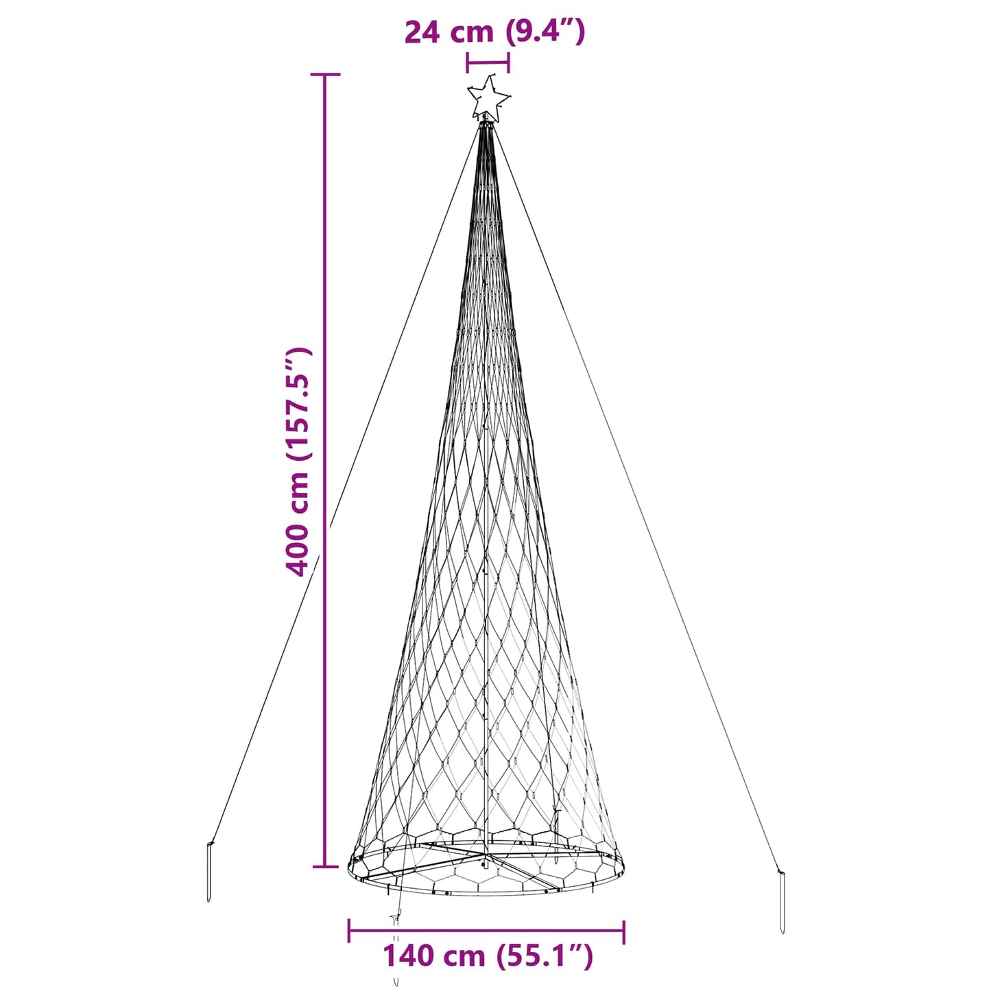 LED juletræ Flerfarvet 399 cm Metal