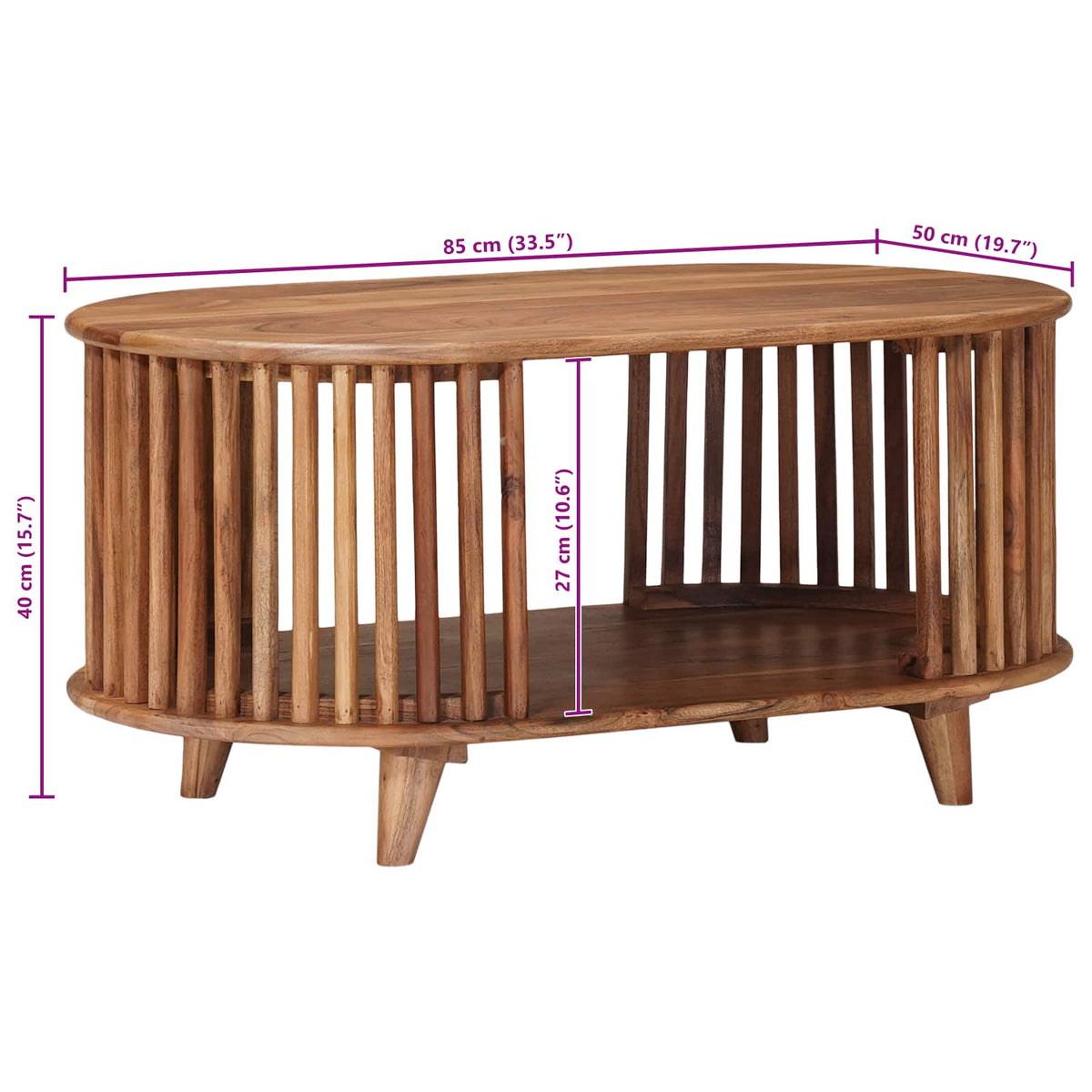 Håndlavet Cafebord Teak brun 85 x 50 x 40 cm Massivt Akacietræ
