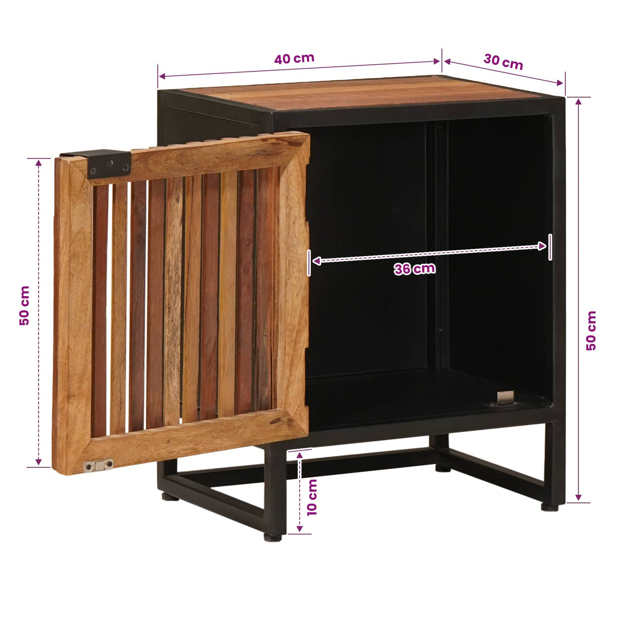Håndlavet natbord Naturfarvet 40 x 30 x 50 cm Massivt mangotræ