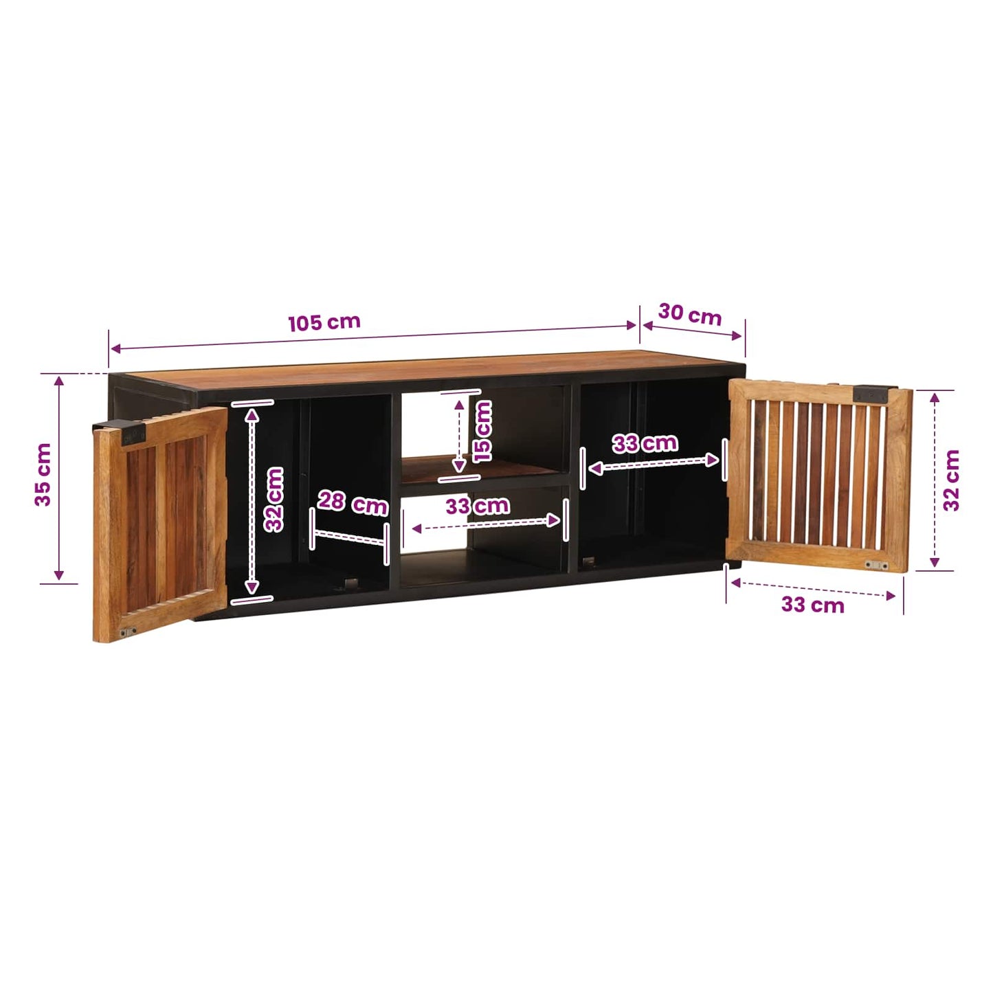Håndlavet TV-skab 105 x 30 x 35 cm Massivt mangotræ