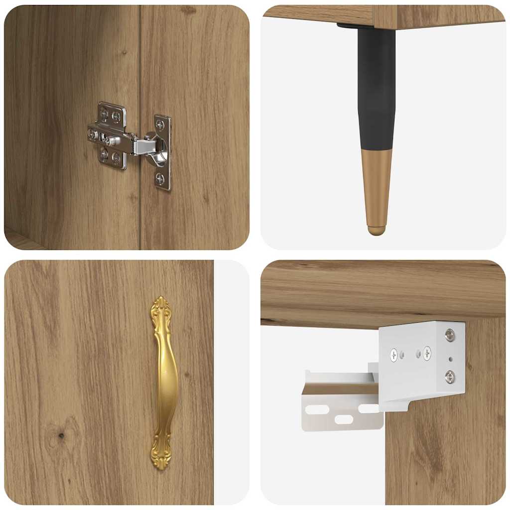 Highboard Artisan Egetræ 69,5 x 34 x 90 cm Konstrueret træ