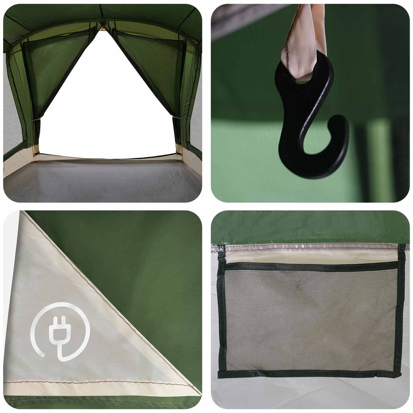 Familietelt 14-personers Grøn 185T Polyester med PU Coating