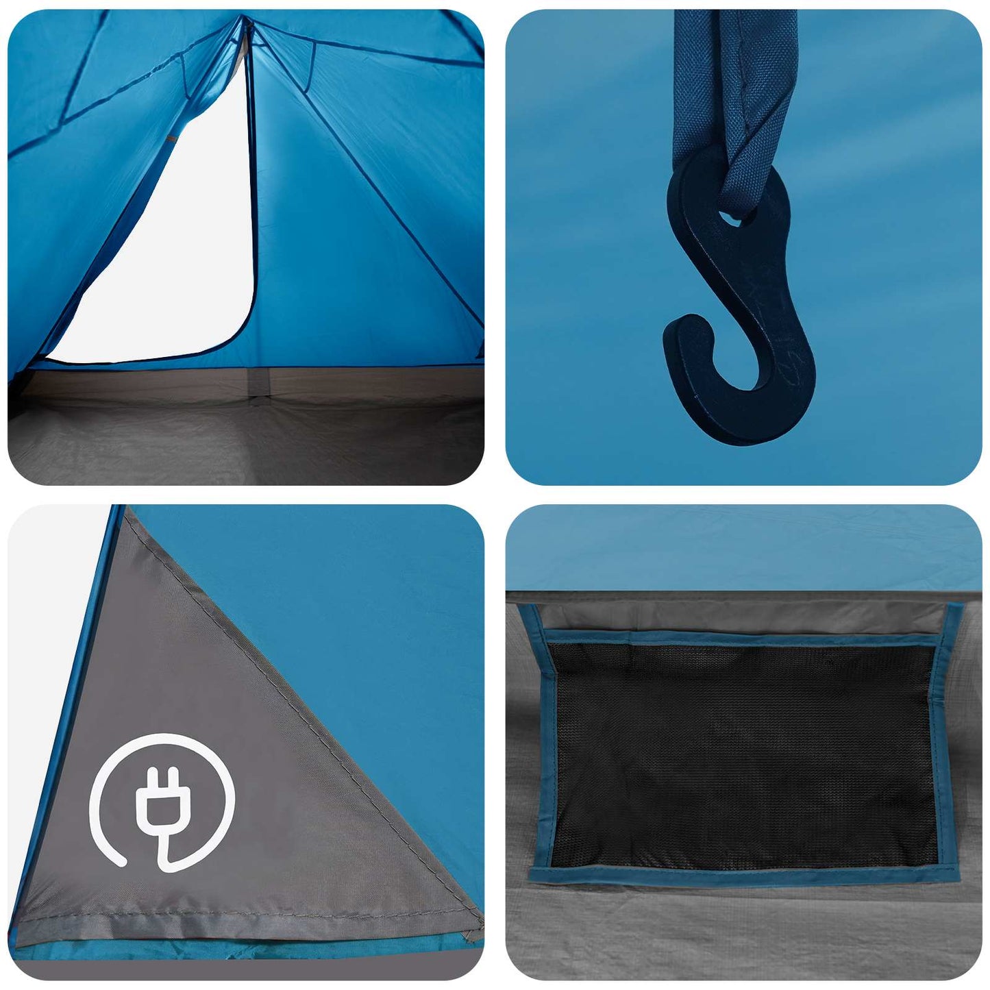 Backpacking Telt 4-personers Blå 185T Polyester med PU Coating