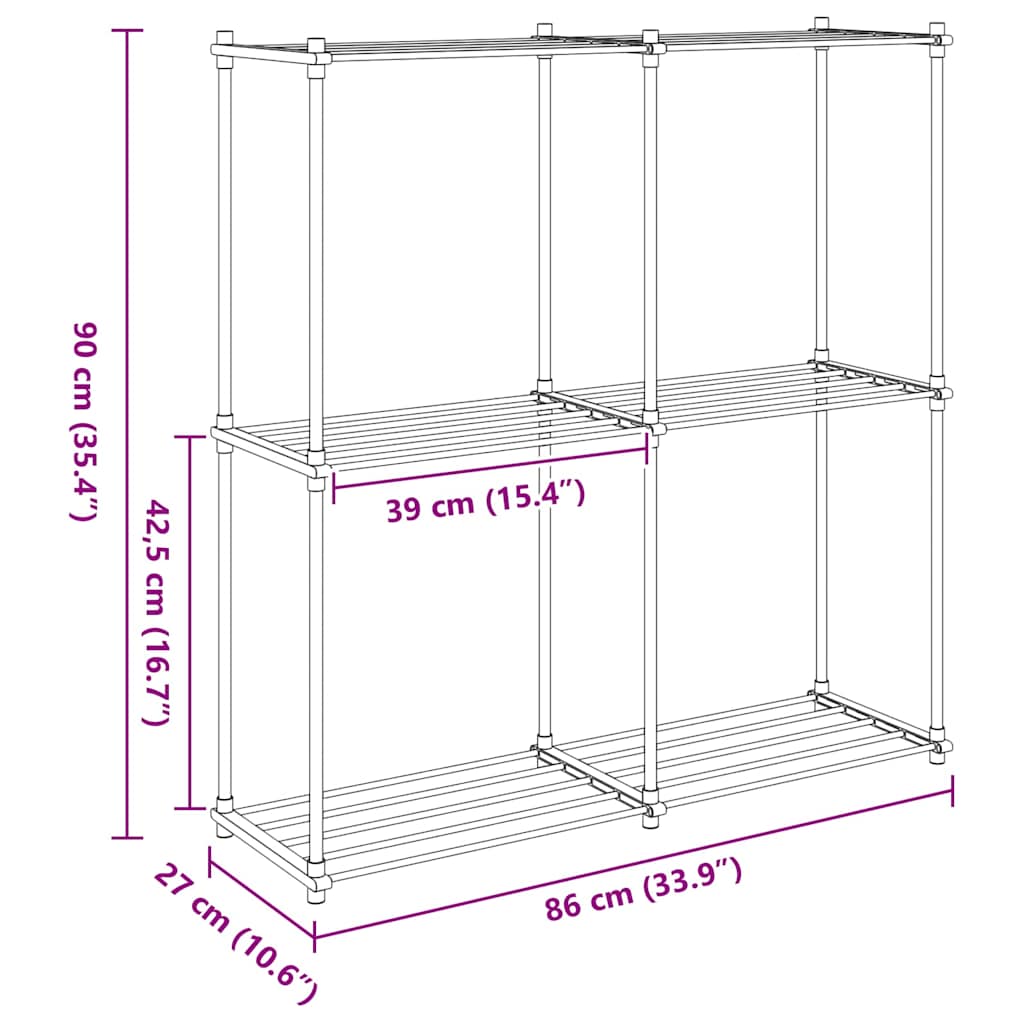 Tubulær hylde med opbevaring Hvid 86 x 27 x 90 cm Aluminium