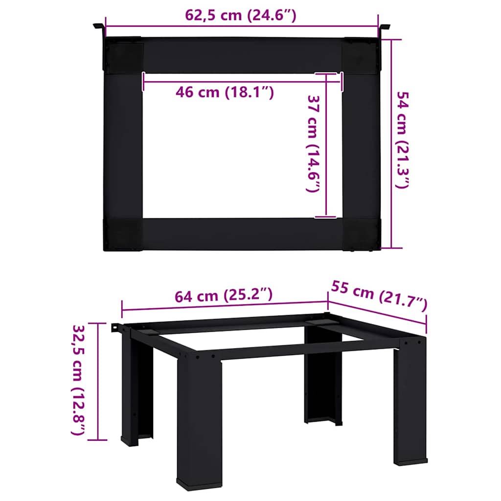 Vaskemaskine Pedestal Sort 64 x 55 x 32,5 cm Stål