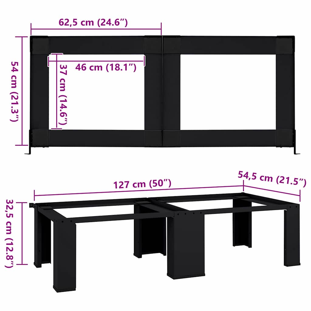 Vaskemaskine Pedestal 2 stk. Sort 127 x 54,5 x 32,5 cm Stål