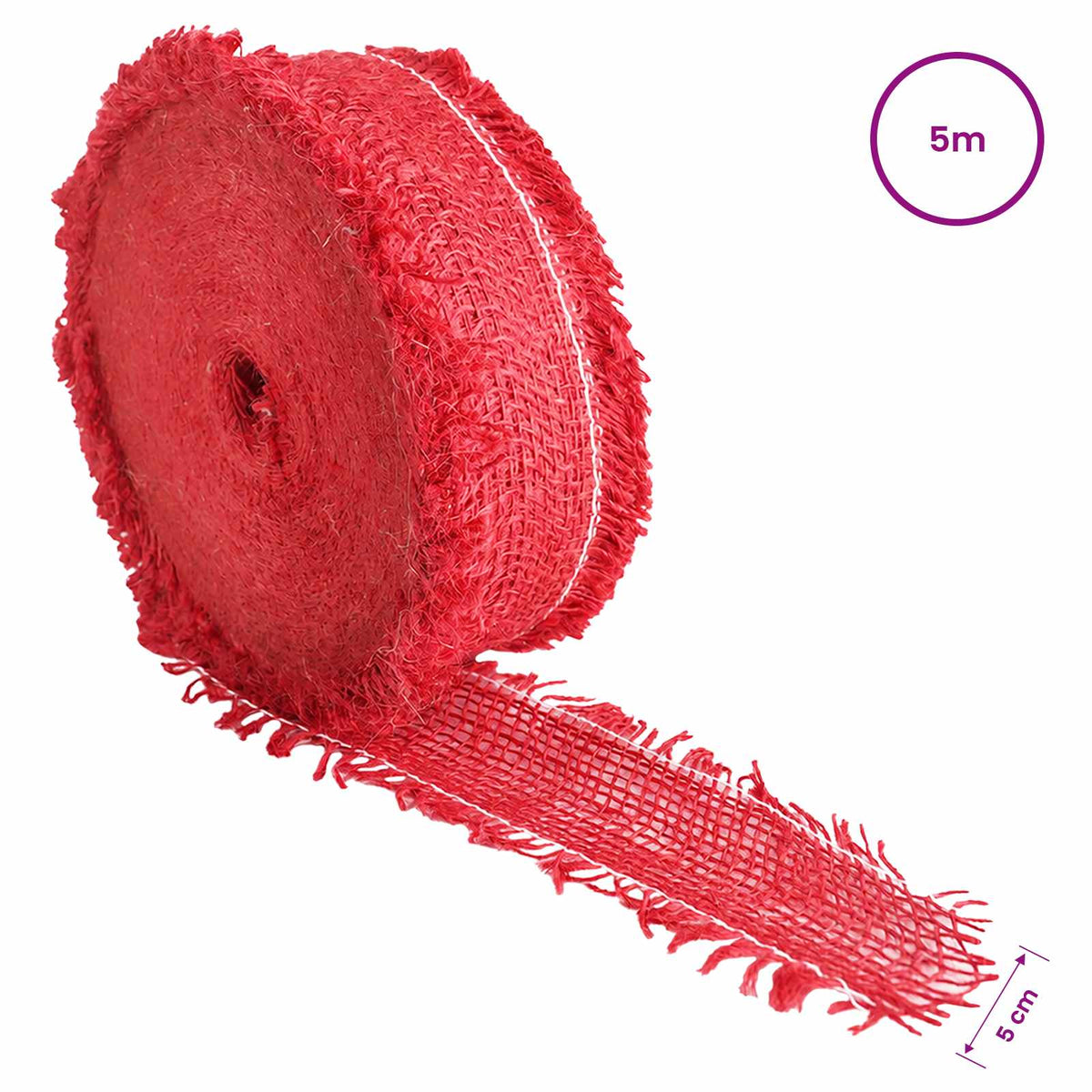 Jute Rulle 5 x 500 cm Rød