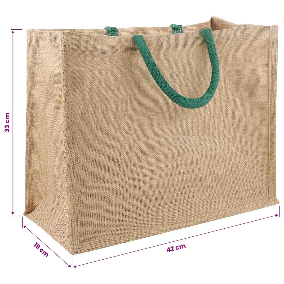 Jute tasker 5 Naturlig og Grøn 42 x 33 x 19 cm 100% Tossa Jute
