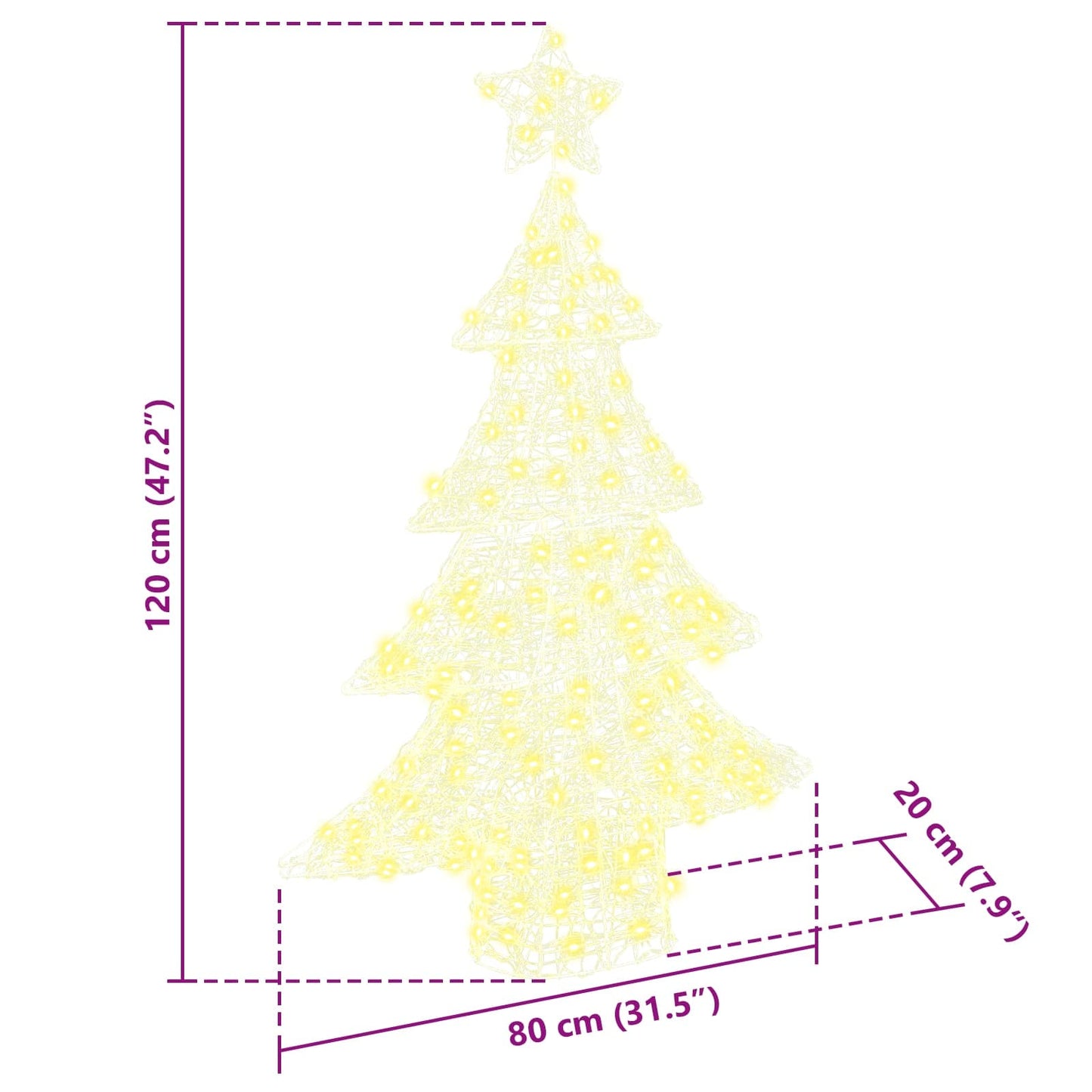 Juletræ 100 LED'er Varm hvid 120 cm Akryl