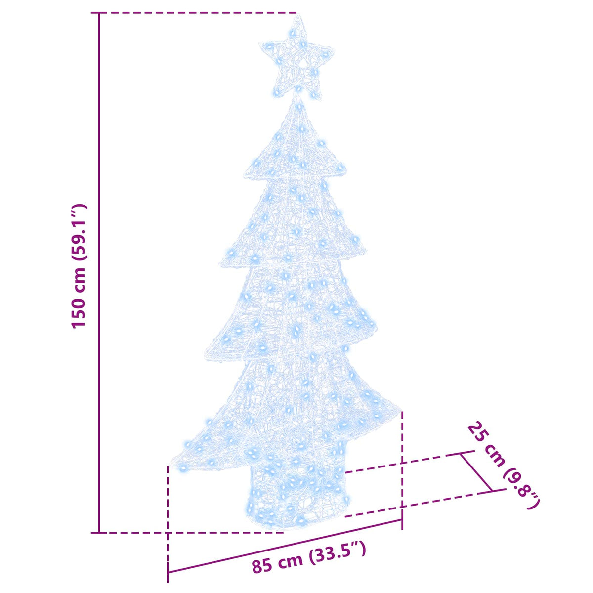 Juletræ 160 LED'er Kold hvid 150 cm Akryl