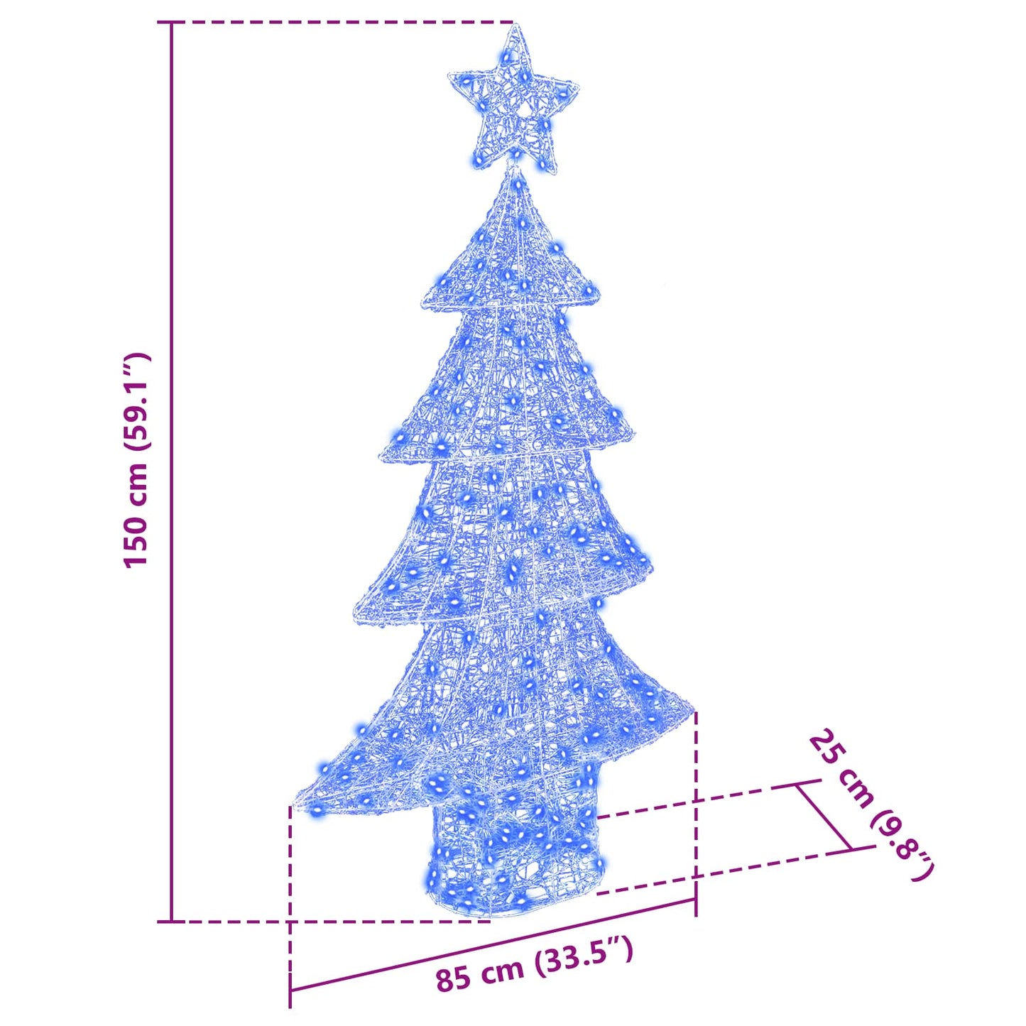 Juletræ 160 LED'er Blå 150 cm Akryl