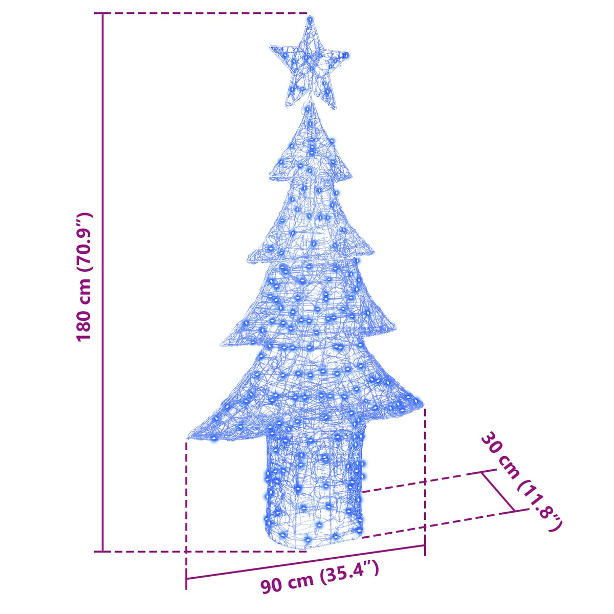 Juletræ 240 LED'er Blå 180 cm Akryl