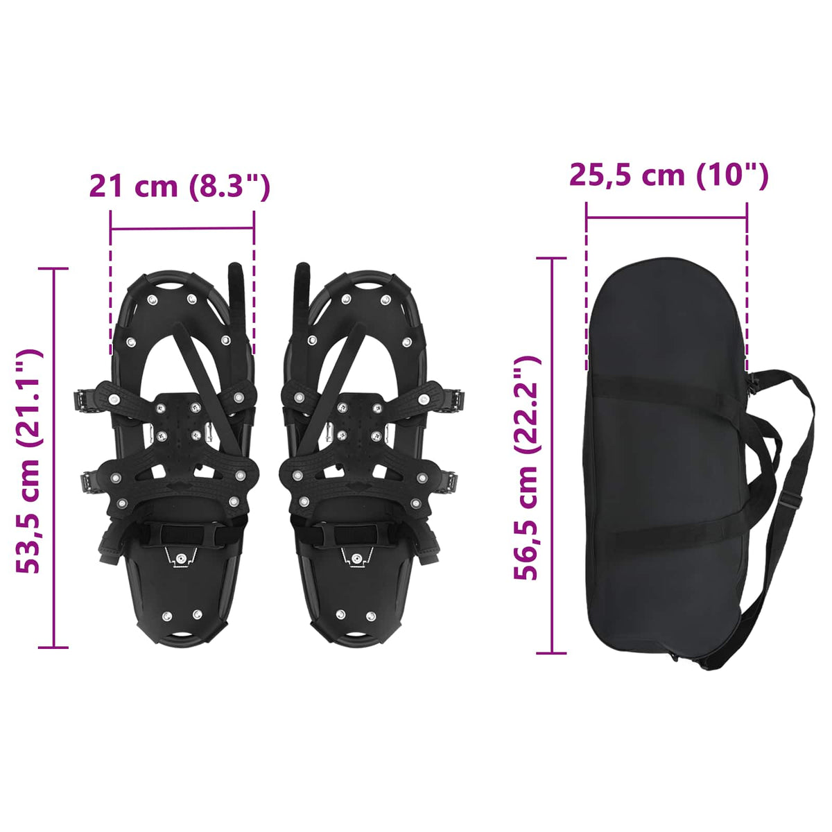 3 I 1 Snesko Sort 53,5 x 21 cm Aluminium og HDPE