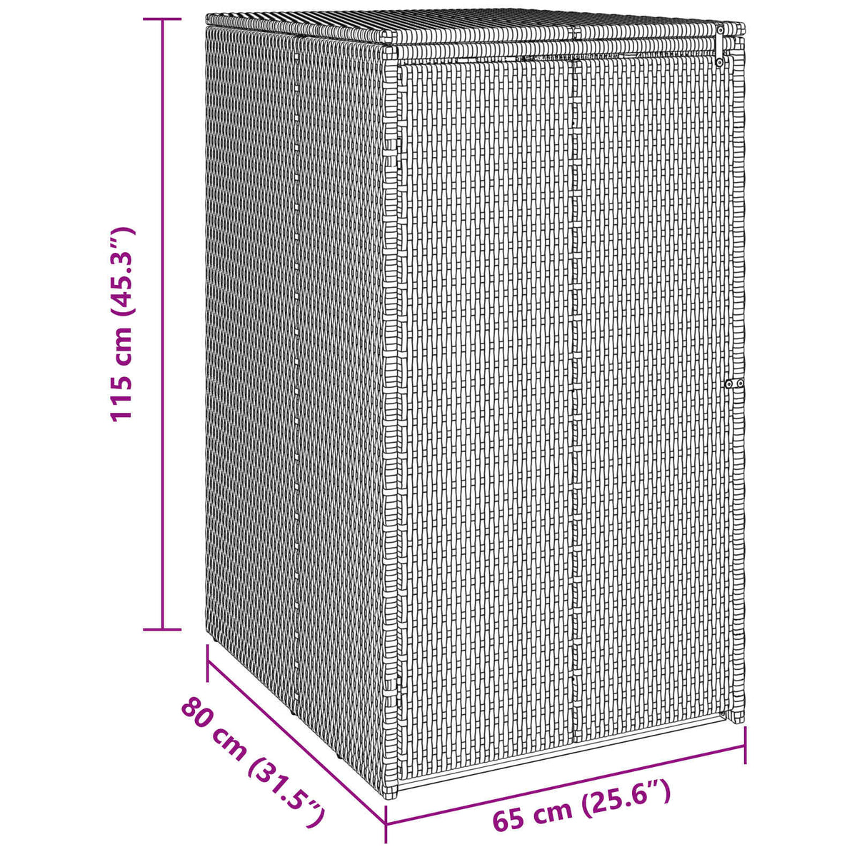 Affaldsbin boks Sort 65 x 80 x 115 cm Polyethylen