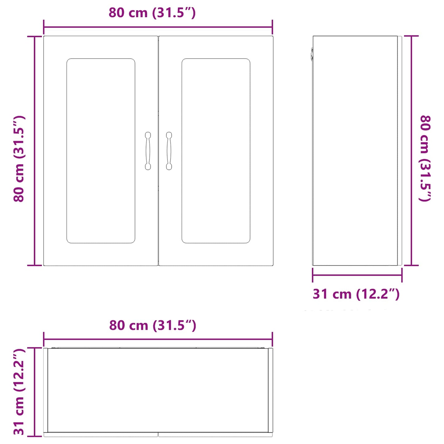 Panel til opvaskemaskine Kalmar Hvid 80 x 31 x 80 cm