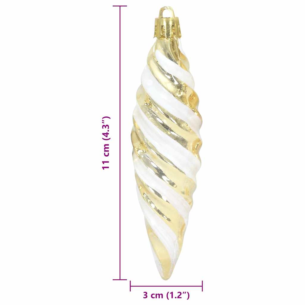Jule Spiral Formet Kugle 40 stk. Guld 3 x 11 cm Plastik