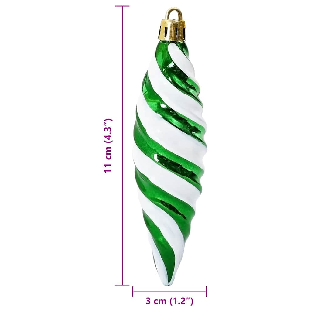 Jule Spiral Formet Kugle 40 stk. Grøn 3 x 11 cm Plastik
