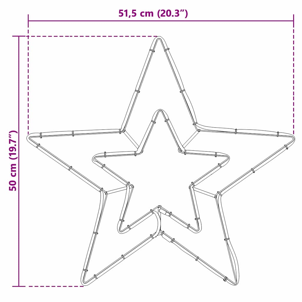 Jule Stjerne 72 LED'er Kold Hvid 51,5 x 50 x 0,65 cm Jern