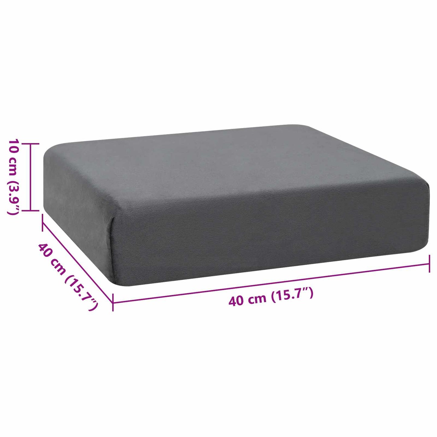 Sædehynde 40 x 40 x 10 cm PU Skum Grå