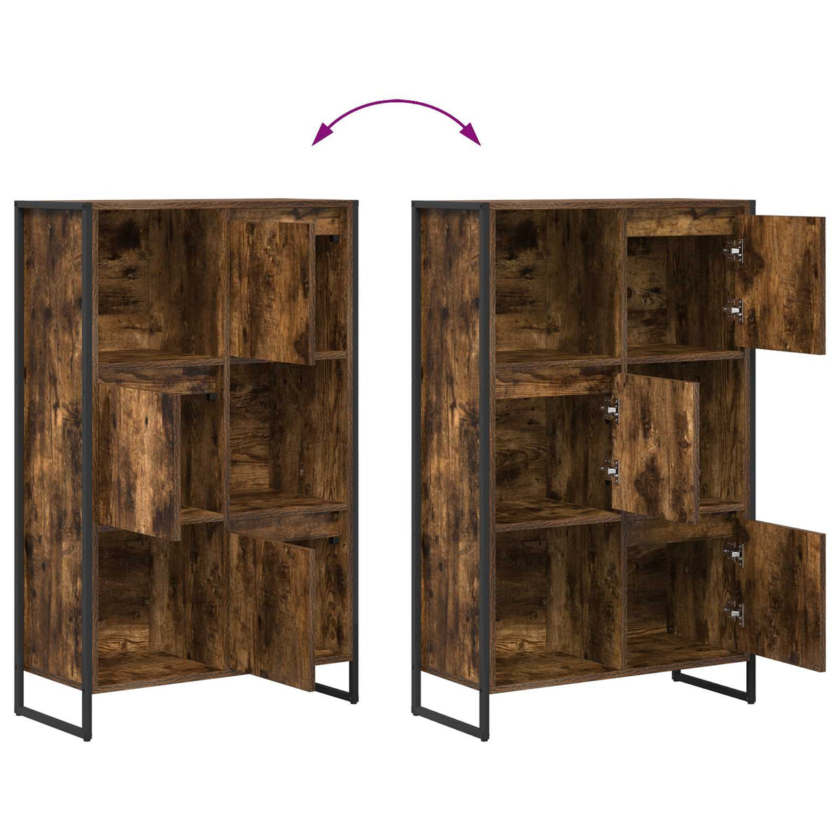 Bogskab 68 x 30 x 108.5 cm Konstrueret træ Røget Eg