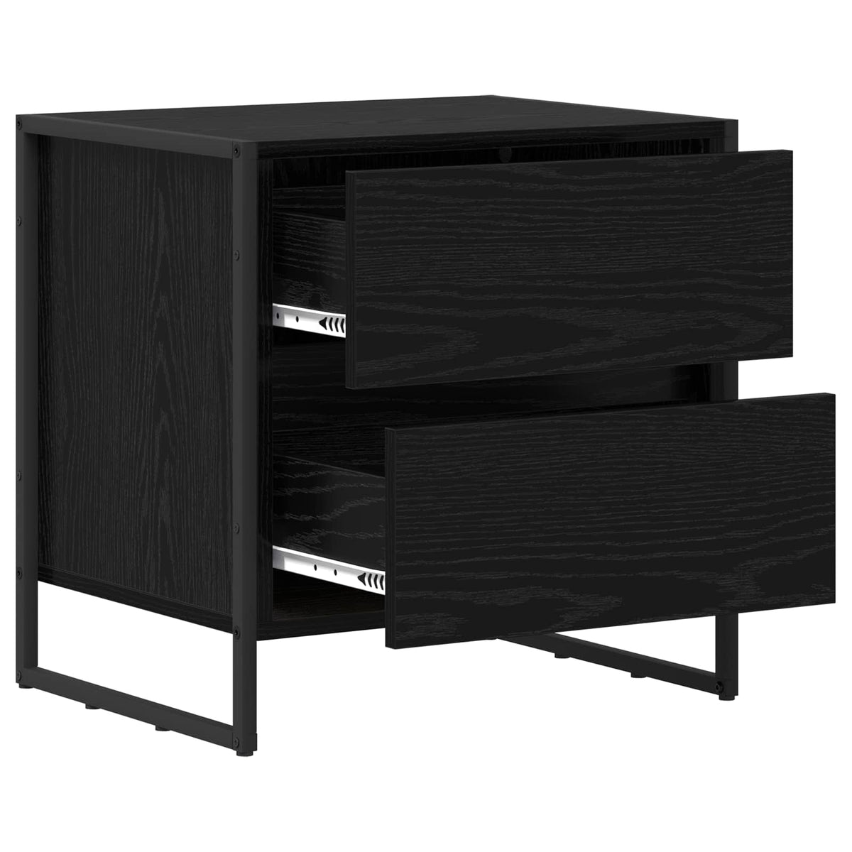 Sengebord 2 stk. Sort eg 50 x 39,5 x 50 cm Konstrueret træ