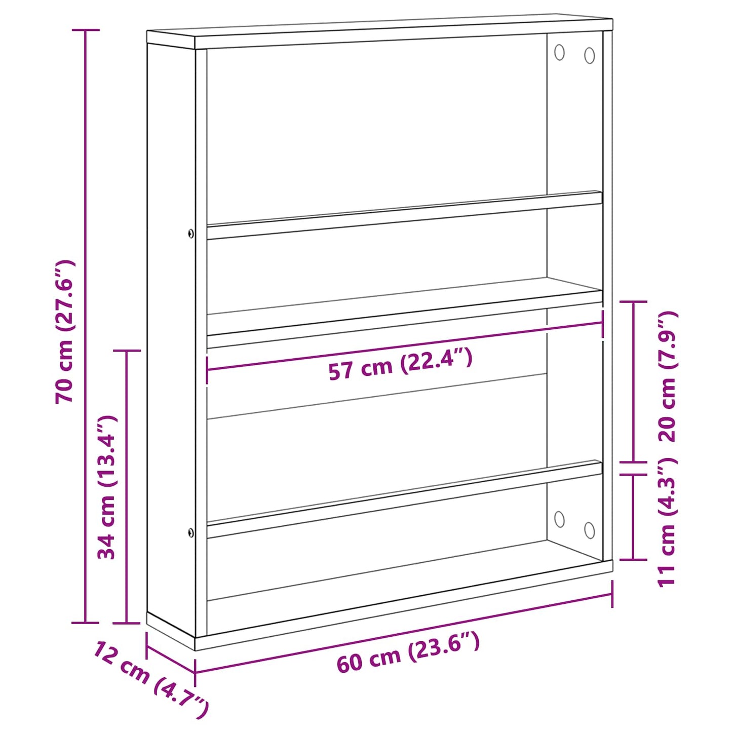 Magasin Rack 2 stk. Røget eg 60 x 12 x 70 cm Konstrueret træ
