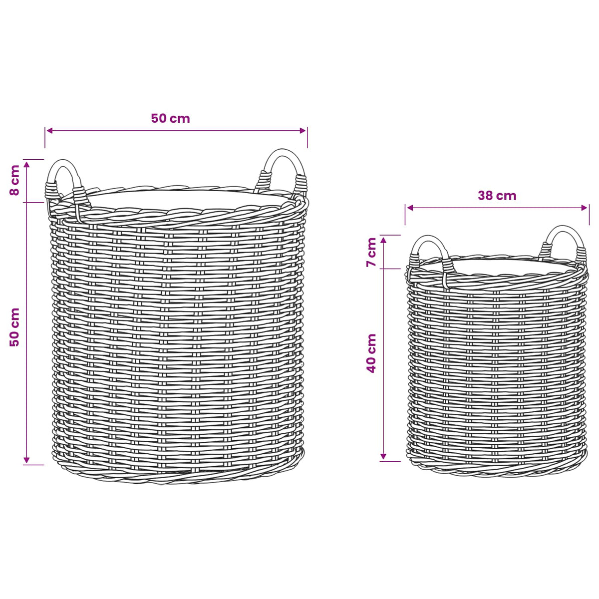 Plantekurv med opbevaring GENDT 2 stk. Naturlig grå Kubu rattan