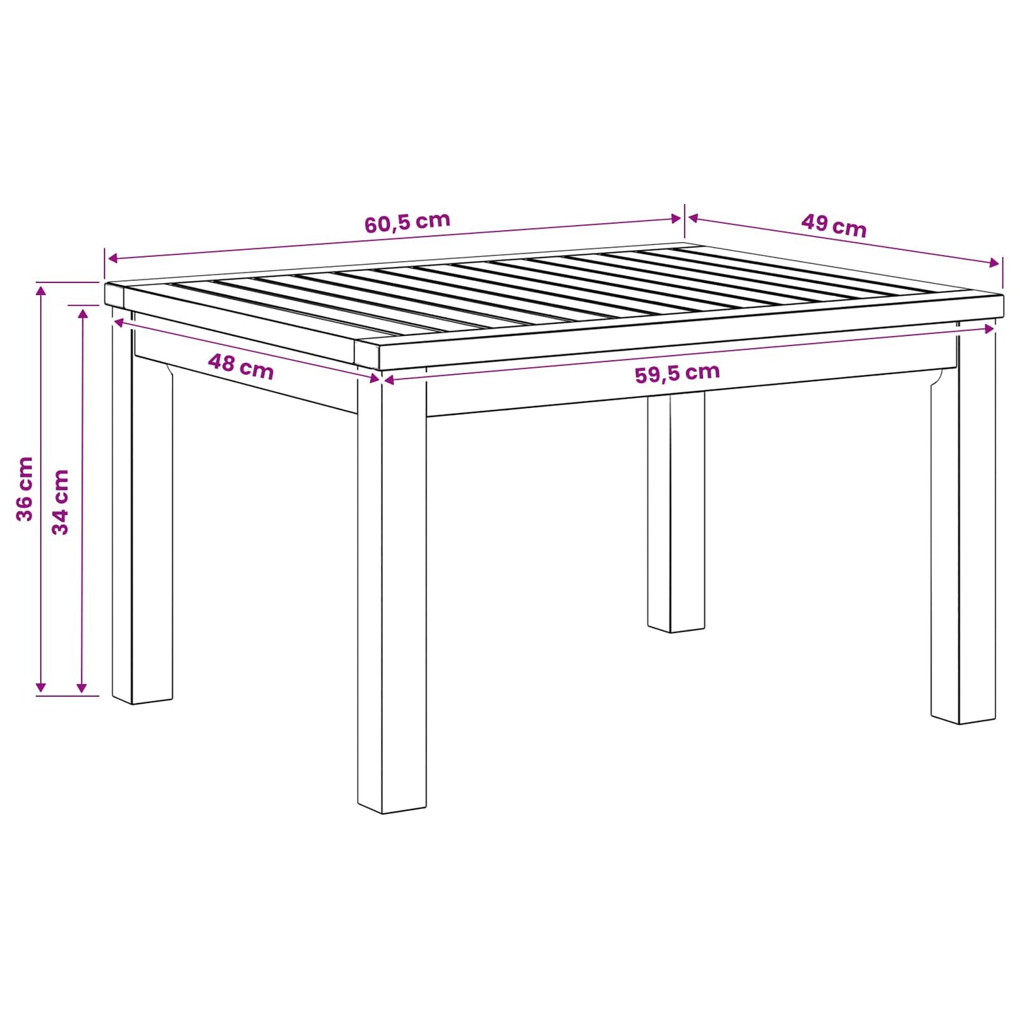 Sofabord Naturfarvet 50 x 60,5 x 36 cm Massivt Akacietræ