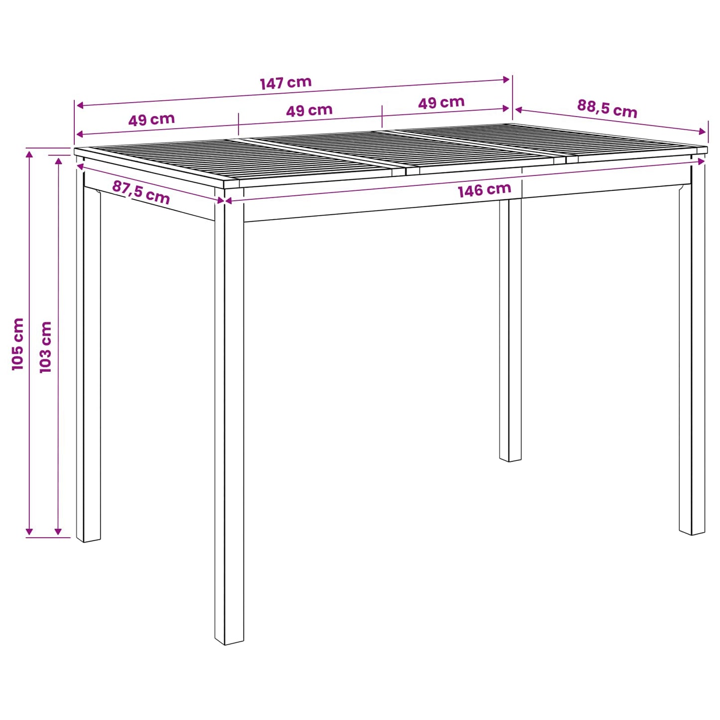 Have Bar Bord Naturfarvet 147 x 88,5 x 105 cm Massivt Akacietræ