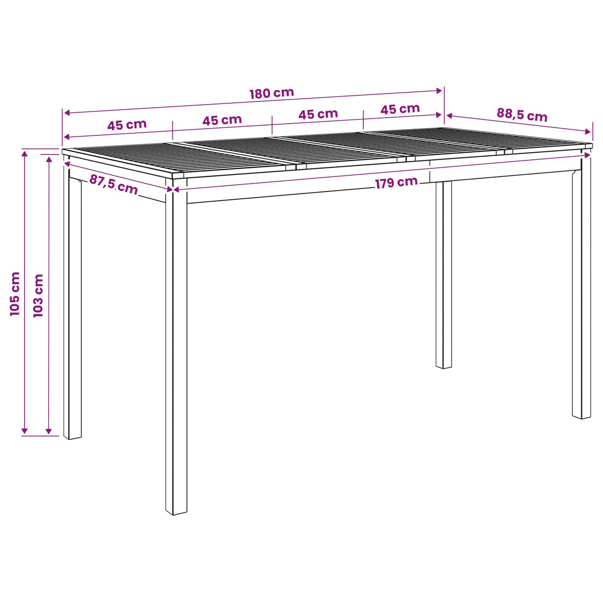 Have Bar Bord Naturfarvet 180 x 88,5 x 105 cm Massivt Akacietræ