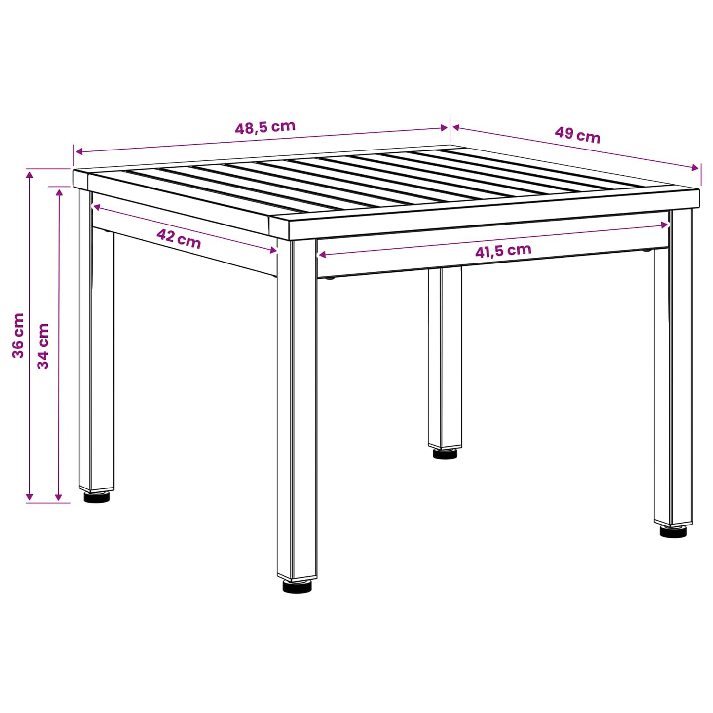 Sofabord Natur og hvid 50 x 48,5 x 36 cm Massivt Akacietræ