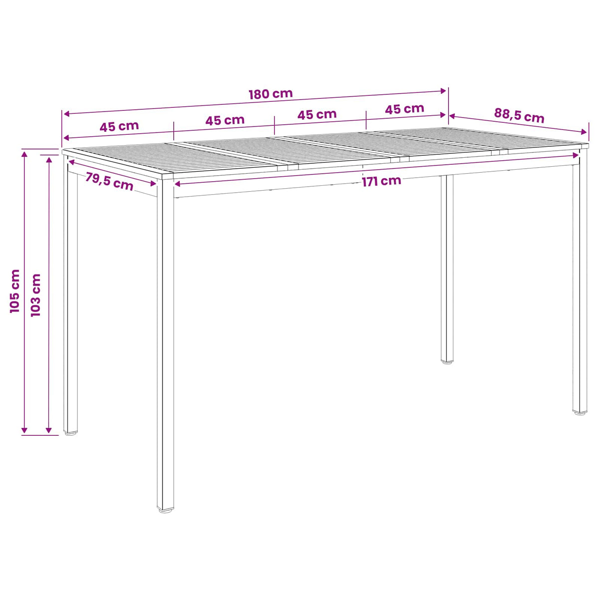 Have Bar Bord Naturlig og Kaffe 180 x 88,5 x 105 cm