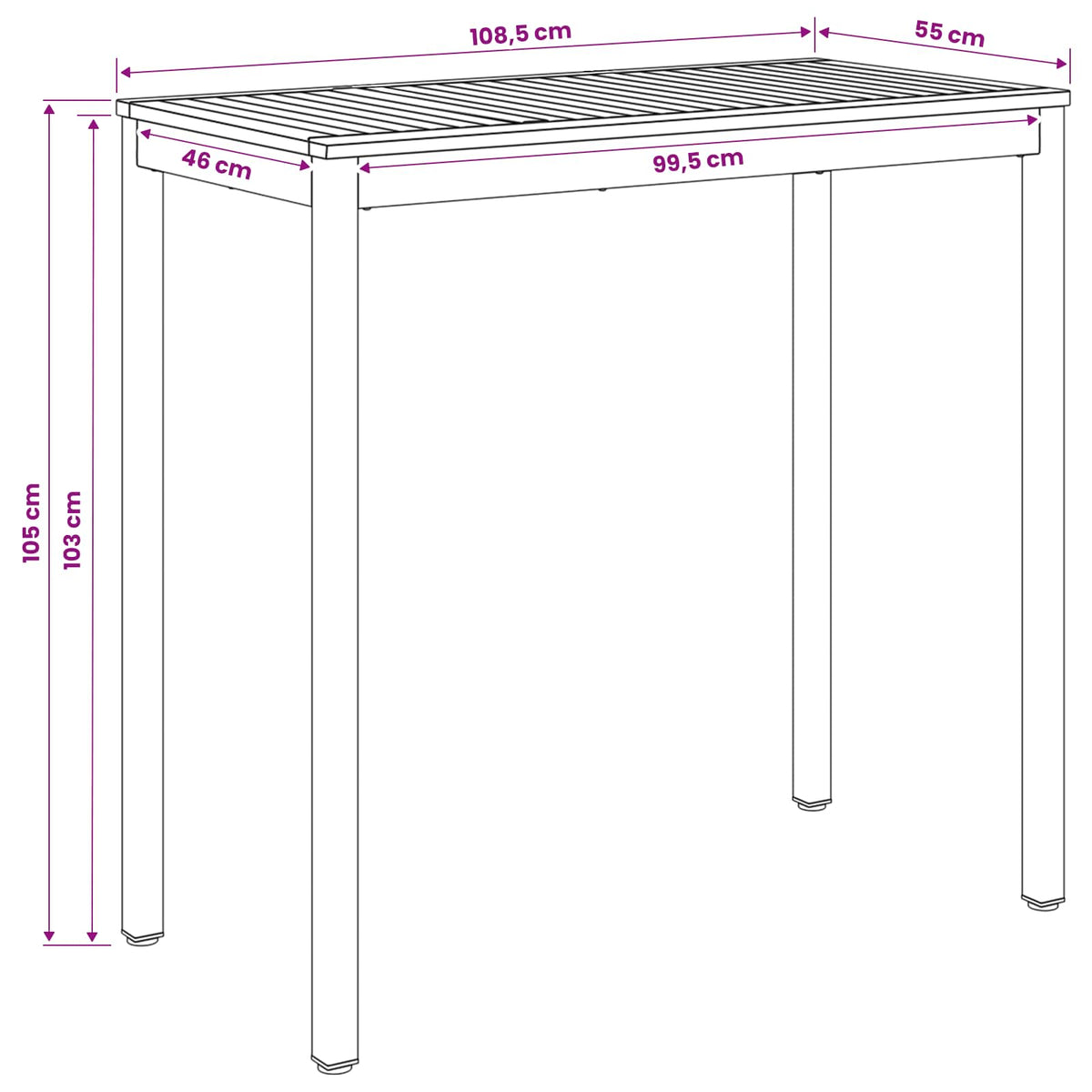 Have Bar Bord Hvid og sort 108,5 x 55 x 105 cm