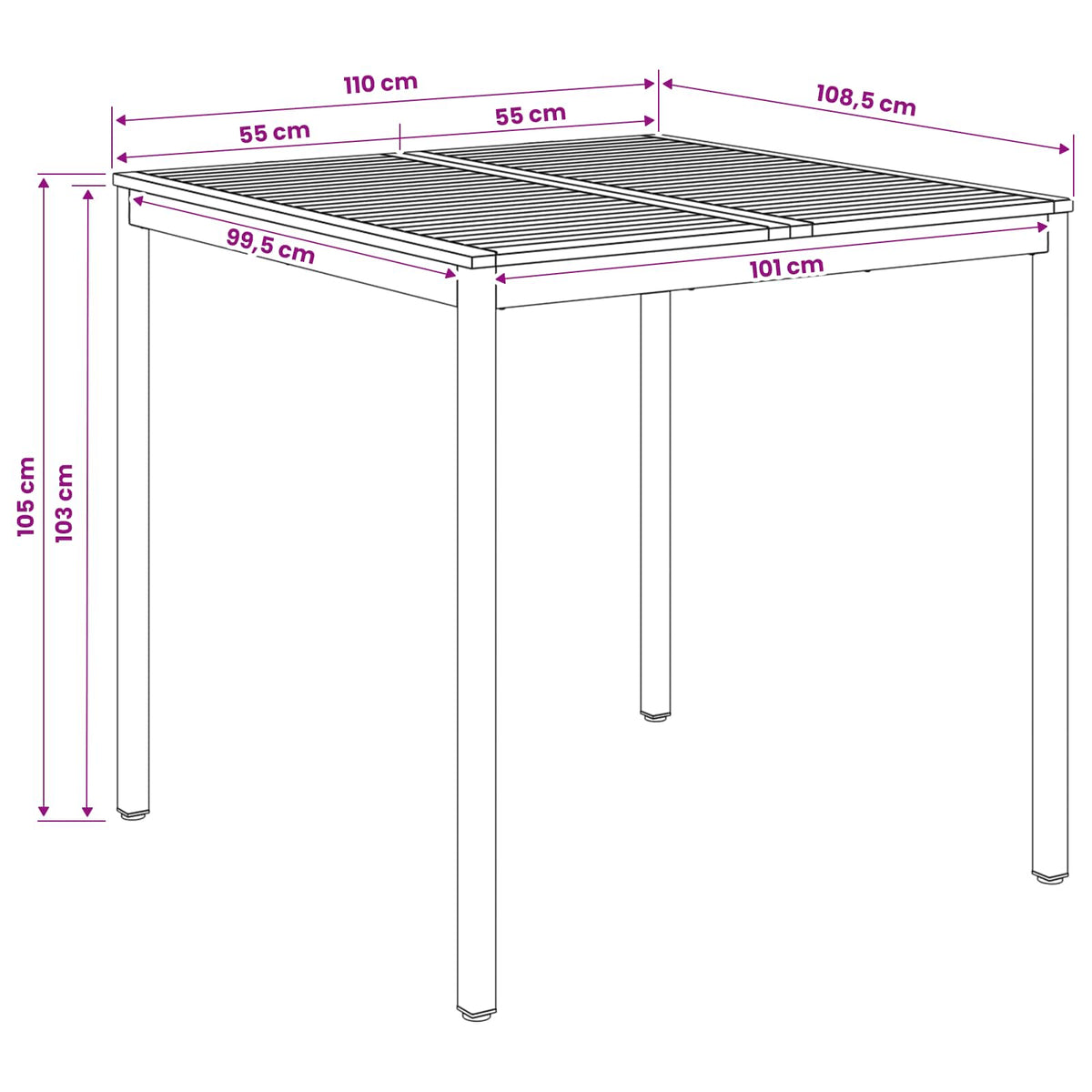 Have Bar Bord Hvid og sort 110 x 108,5 x 105 cm