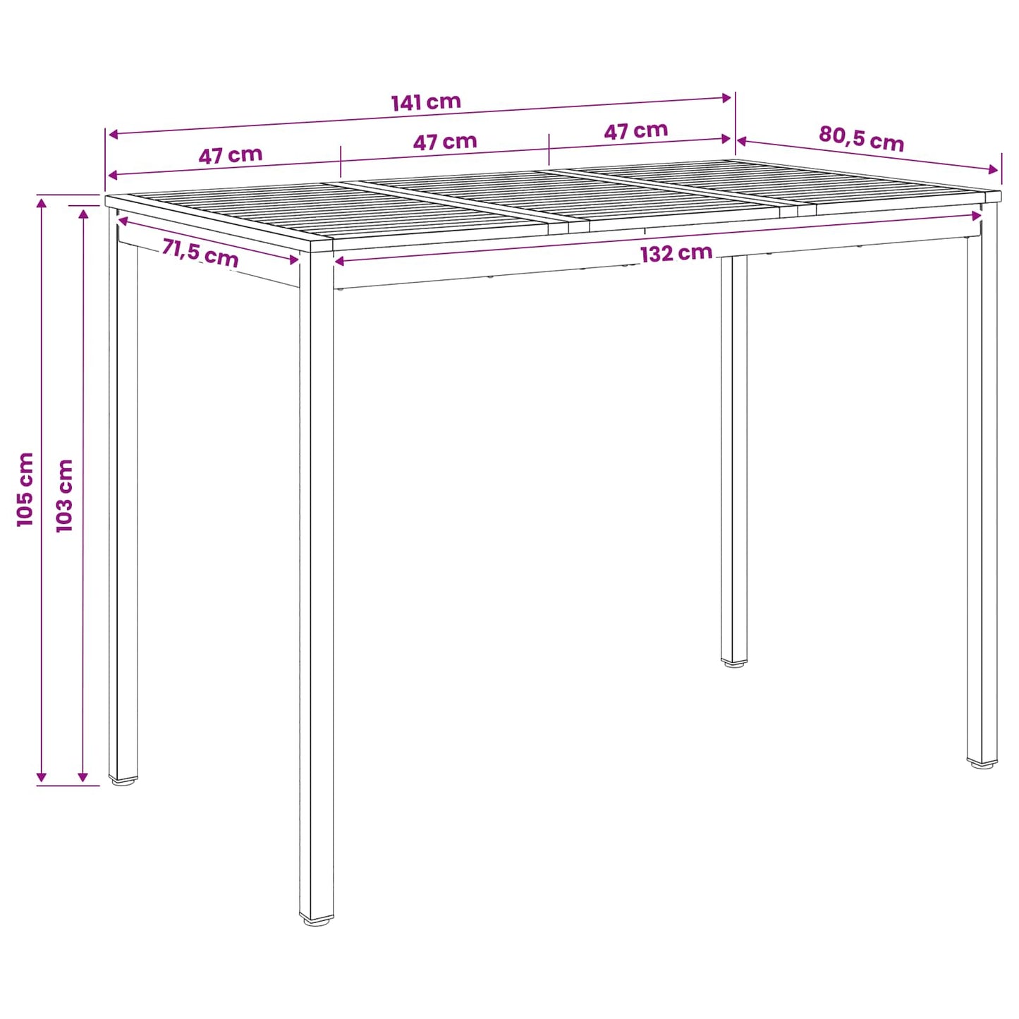 Have Bar Bord Hvid 141 x 80,5 x 105 cm Massivt Akacietræ