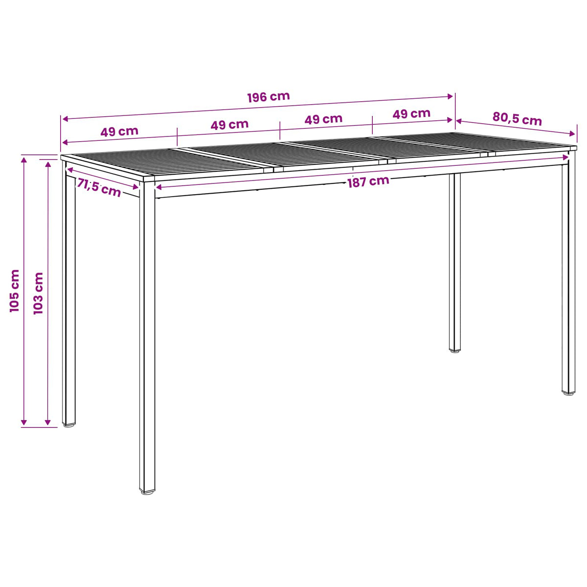 Have Bar Bord Hvid og sort 196 x 80,5 x 105 cm